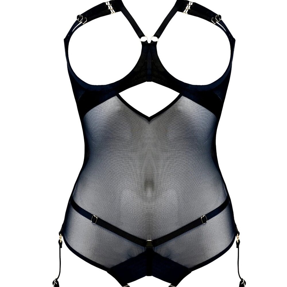 Bordelle Art Deco (Black) Ouvert Bodysuit Size M